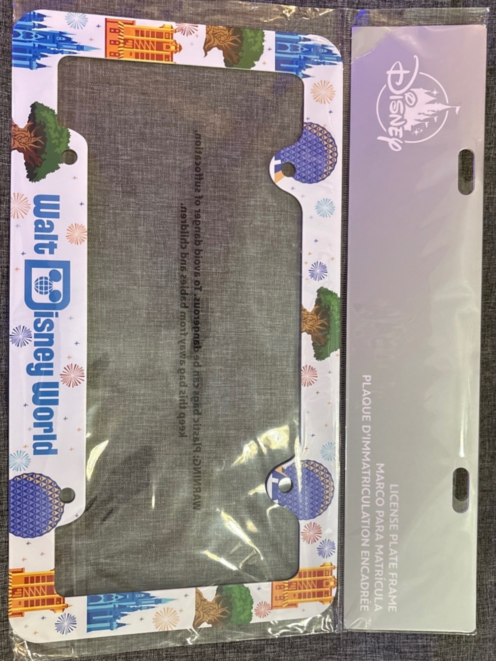 Walt Disney World Parks 4 Park Icons License Plate Frame castle Epcot New